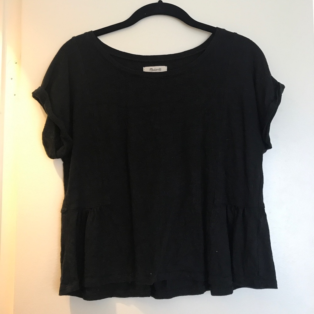 Madewell Black 1/2 Peplum Tee